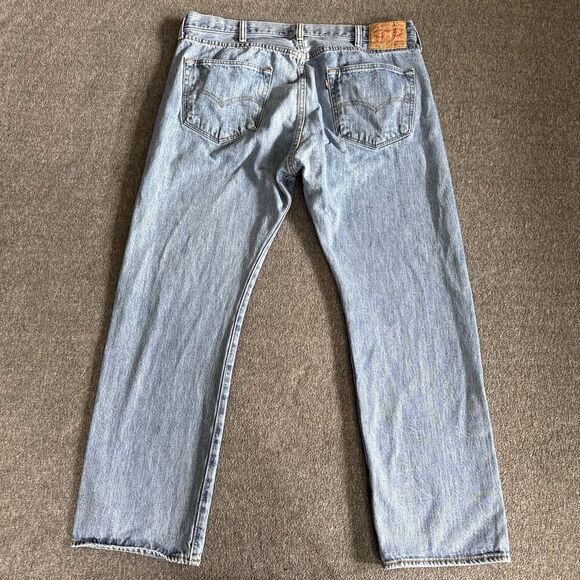 Levi's 501 Straight Leg Jeans Men's 38x29 Blue Cotton Pockets Red Tab Button Fly - Picture 5 of 9